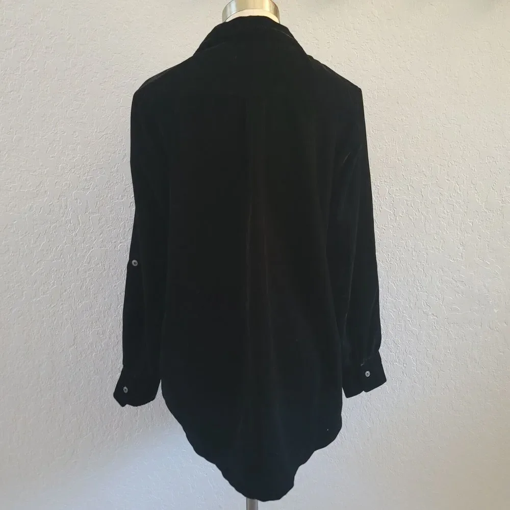 Kyla Seo Caite Blouse Shirt Women's Small Black Velvet NWOT - Picture 3 of 8